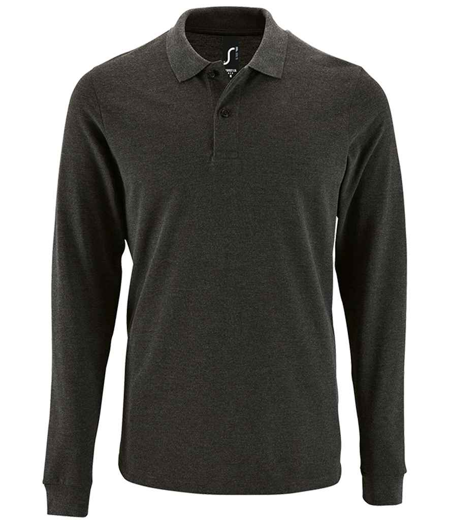 SOL'S Perfect Long Sleeve Piqué Polo Shirt - Charcoal Marl (02087)