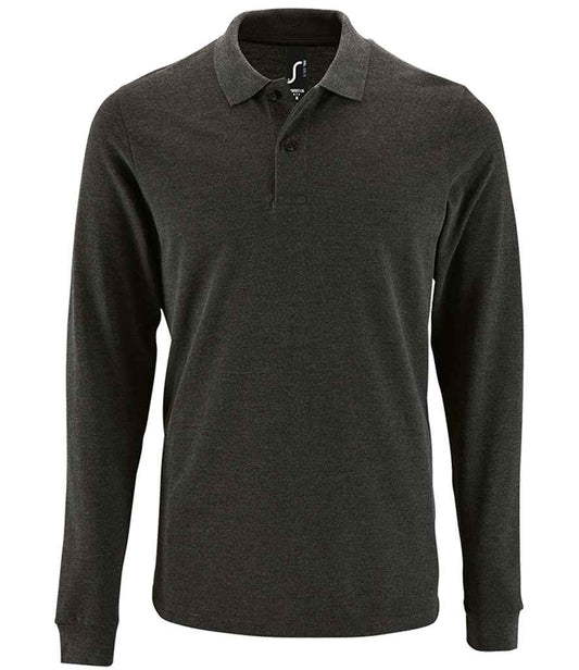 SOL'S Perfect Long Sleeve Piqué Polo Shirt - Charcoal Marl (02087)