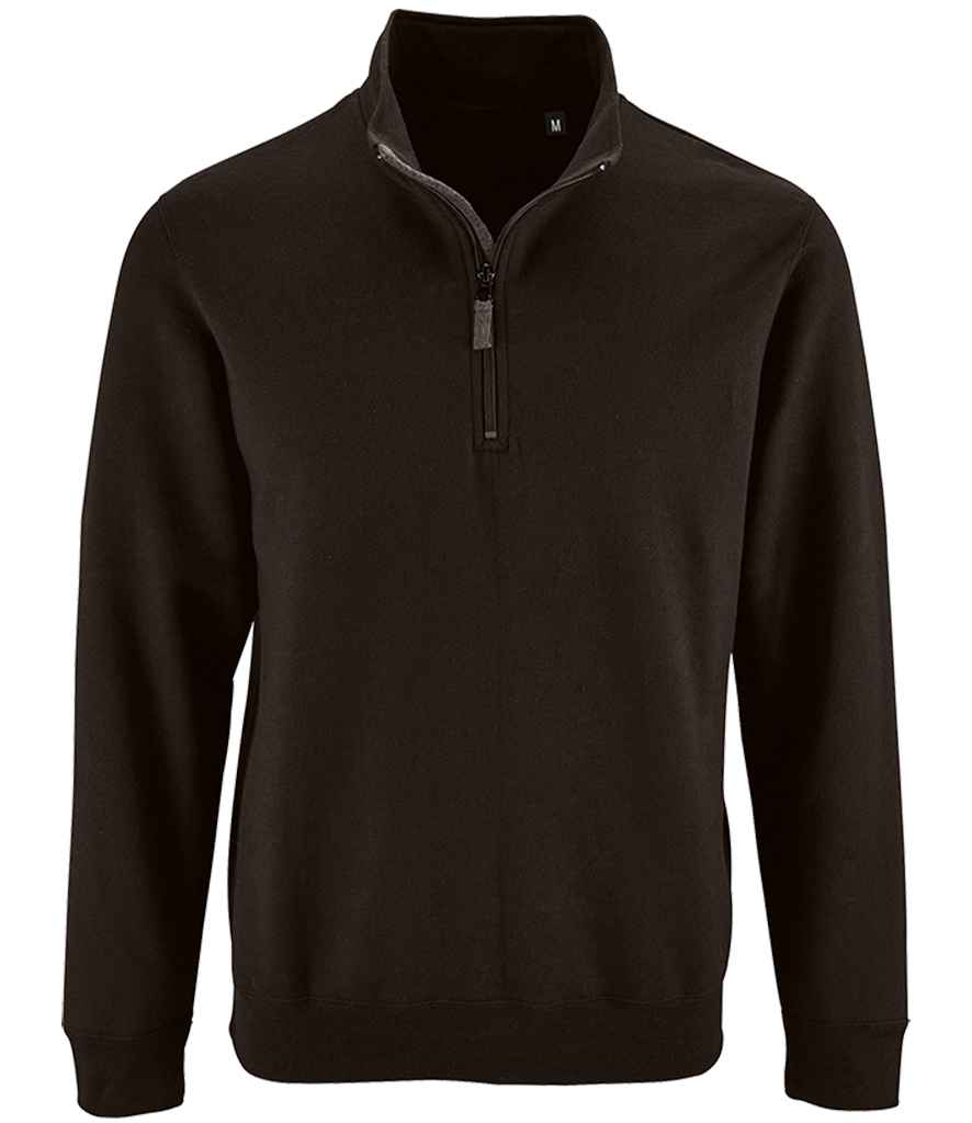 SOL'S Stan Contrast Zip Neck Sweatshirt - Black (02088)