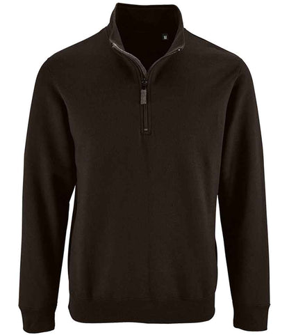 SOL'S Stan Contrast Zip Neck Sweatshirt - Black (02088)