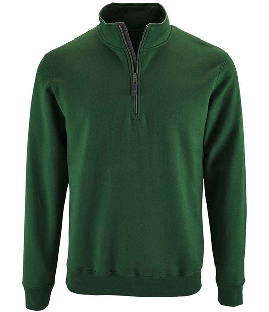 SOL'S Stan Contrast Zip Neck Sweatshirt - Bottle Green (02088)