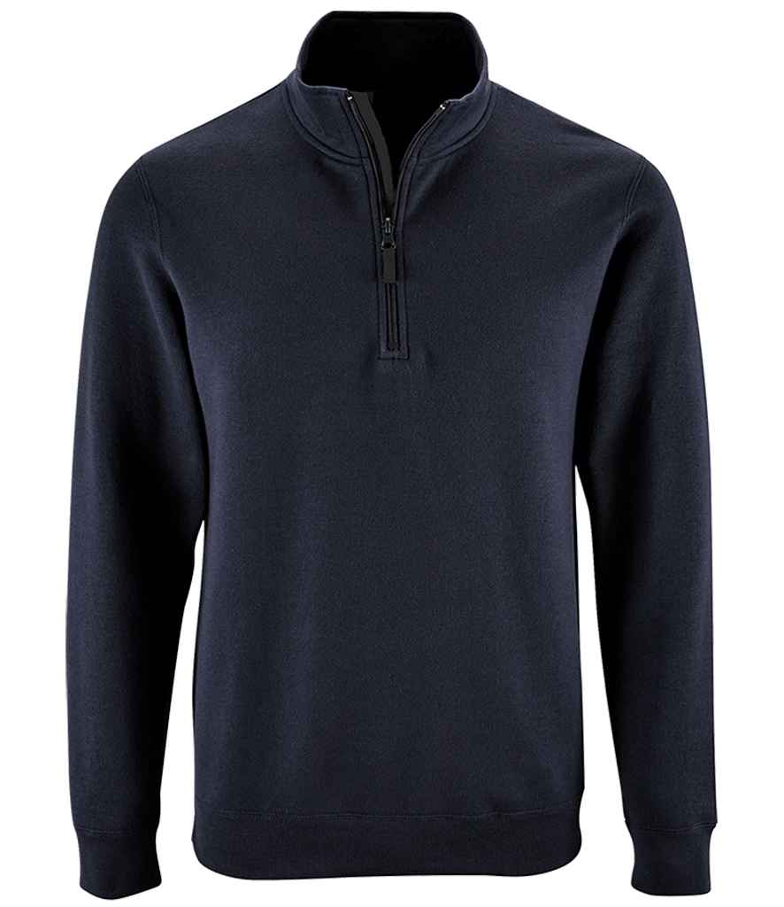 SOL'S Stan Contrast Zip Neck Sweatshirt - French Navy (02088)