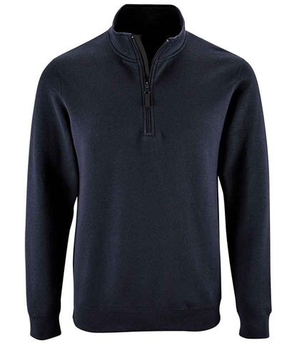 SOL'S Stan Contrast Zip Neck Sweatshirt - French Navy (02088)
