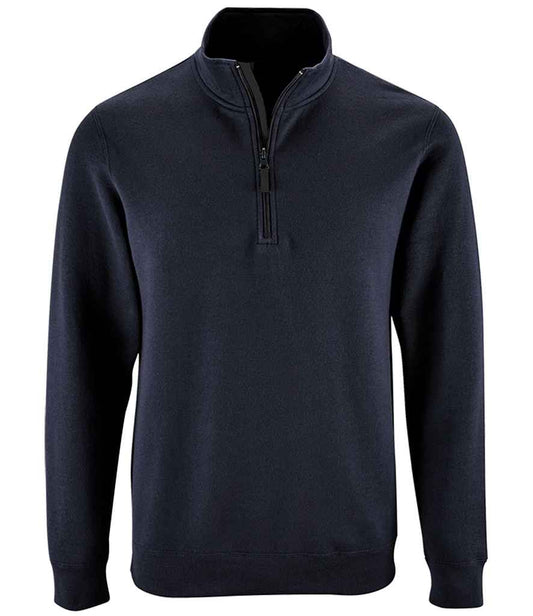 SOL'S Stan Contrast Zip Neck Sweatshirt - French Navy (02088)