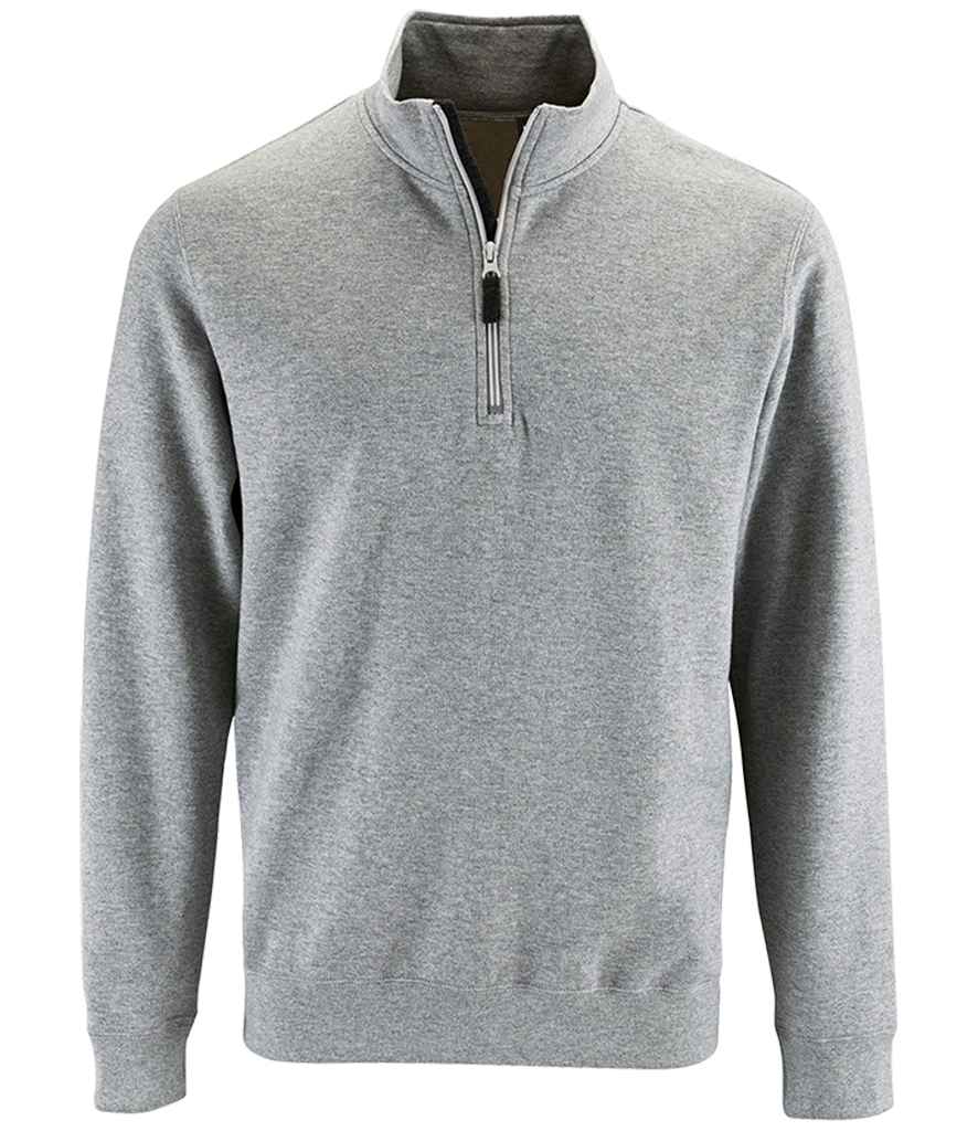 SOL'S Stan Contrast Zip Neck Sweatshirt - Grey Marl (02088)