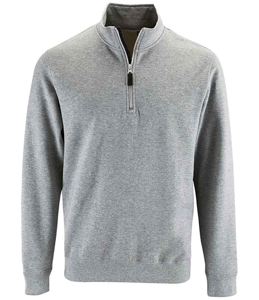 SOL'S Stan Contrast Zip Neck Sweatshirt - Grey Marl (02088)