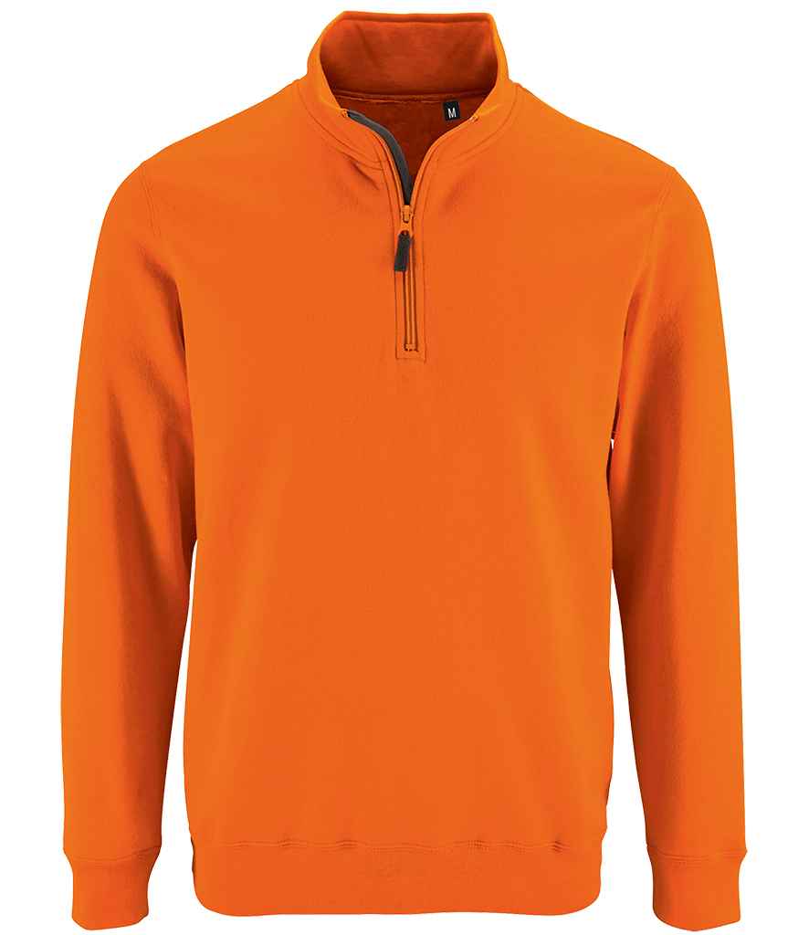 SOL'S Stan Contrast Zip Neck Sweatshirt - Orange (02088)