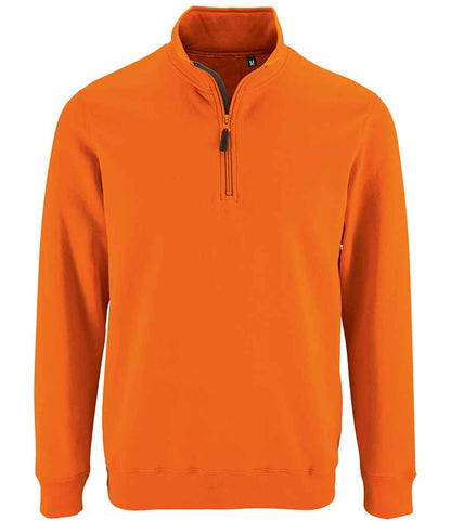 SOL'S Stan Contrast Zip Neck Sweatshirt - Orange (02088)