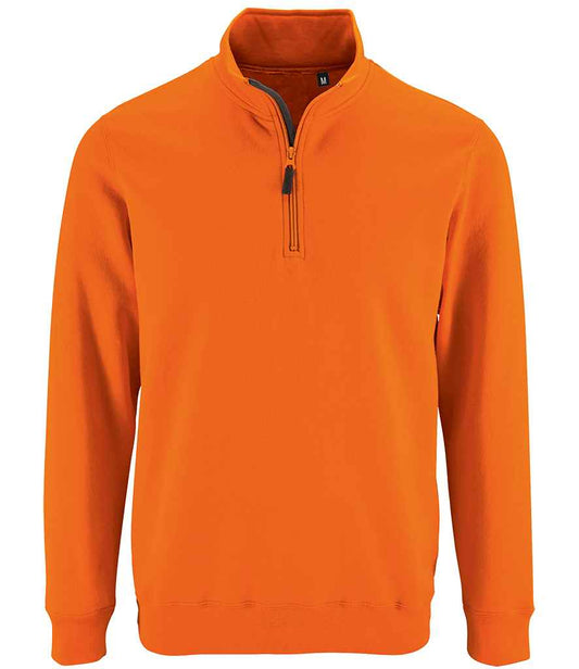 SOL'S Stan Contrast Zip Neck Sweatshirt - Orange (02088)