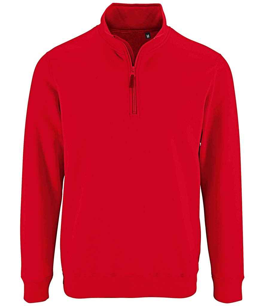 SOL'S Stan Contrast Zip Neck Sweatshirt - Red (02088)