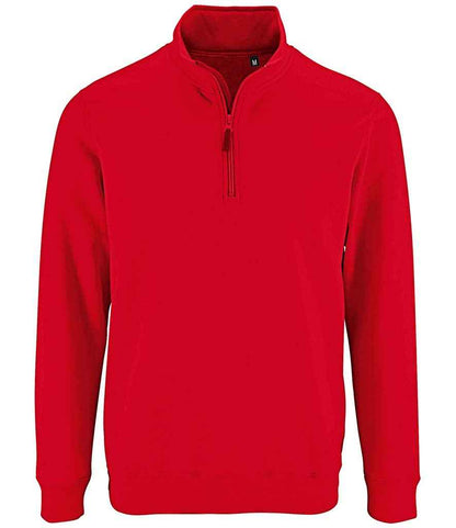 SOL'S Stan Contrast Zip Neck Sweatshirt - Red (02088)