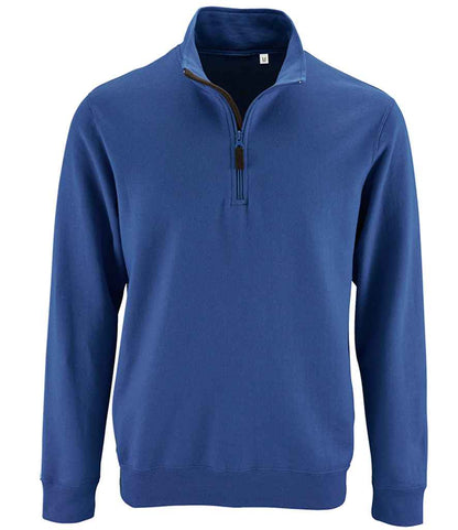 SOL'S Stan Contrast Zip Neck Sweatshirt - Royal Blue (02088)