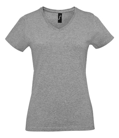 SOL'S Ladies Imperial V Neck T-Shirt - Grey Marl (02941)