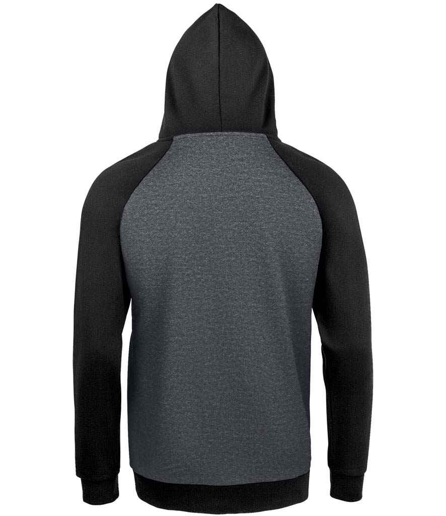 SOL'S Unisex Seattle Contrast Raglan Hoodie - Charcoal Marl/Black (02998)