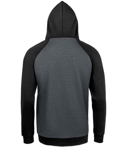 SOL'S Unisex Seattle Contrast Raglan Hoodie - Charcoal Marl/Black (02998)