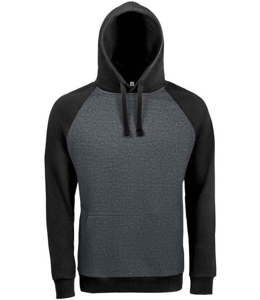 SOL'S Unisex Seattle Contrast Raglan Hoodie - Charcoal Marl/Black (02998)