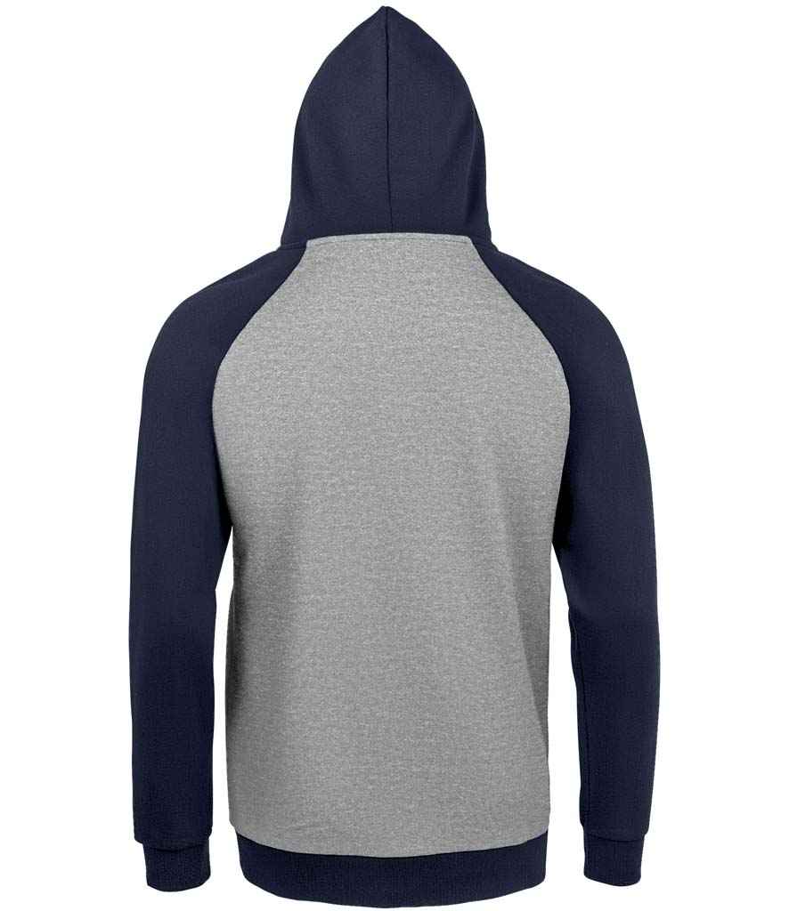 SOL'S Unisex Seattle Contrast Raglan Hoodie - Grey Marl/French Navy (02998)