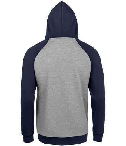 SOL'S Unisex Seattle Contrast Raglan Hoodie - Grey Marl/French Navy (02998)