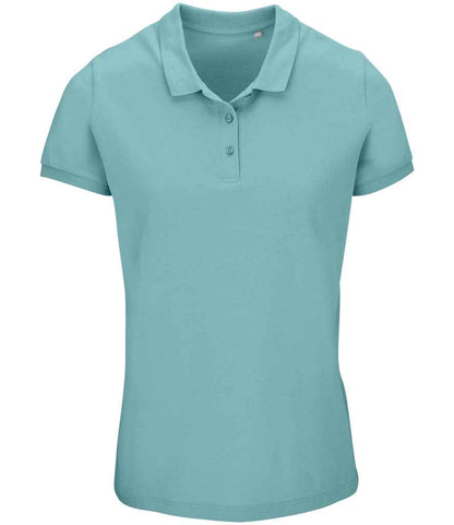 SOL'S Ladies Planet Organic Piqué Polo Shirt - Pool Blue (03575)