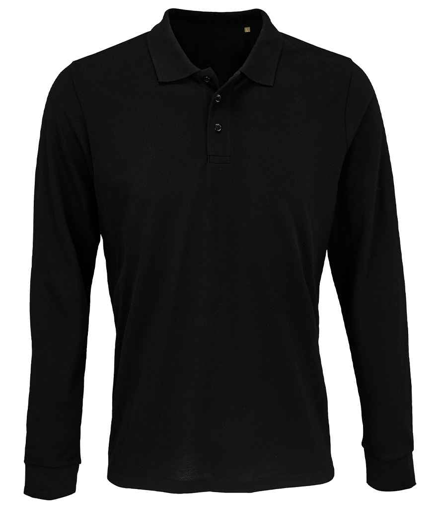 SOL'S Unisex Prime Long Sleeve Piqué Polo Shirt - Black (03983)