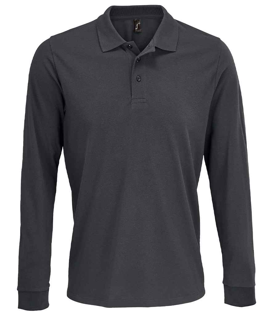 SOL'S Unisex Prime Long Sleeve Piqué Polo Shirt - Dark Grey (03983)