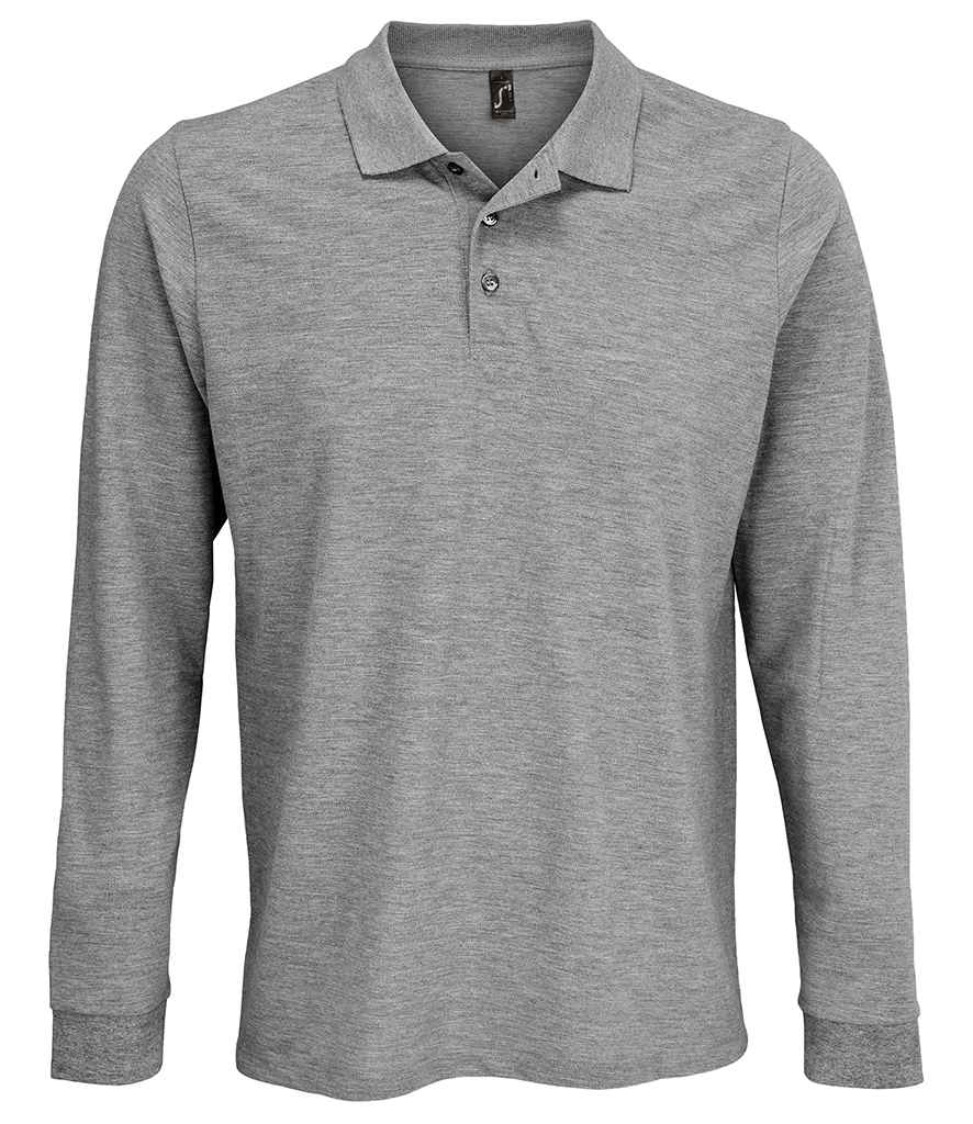 SOL'S Unisex Prime Long Sleeve Piqué Polo Shirt - Grey Marl (03983)