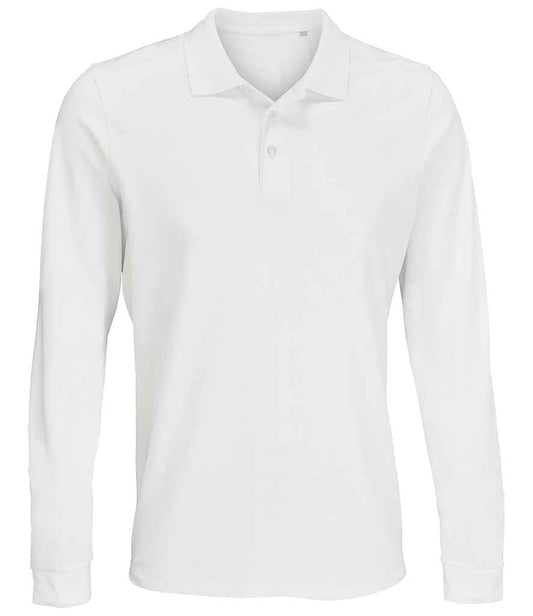 SOL'S Unisex Prime Long Sleeve Piqué Polo Shirt - White (03983)