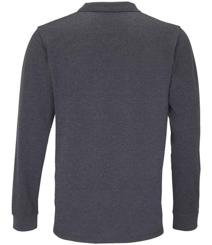 SOL'S SOL'S Unisex Planet Long Sleeve Piqué Polo Shirt - Charcoal Marl (04241)