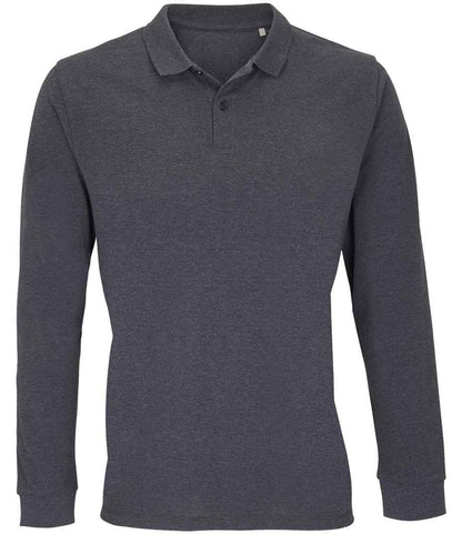 SOL'S SOL'S Unisex Planet Long Sleeve Piqué Polo Shirt - Charcoal Marl (04241)