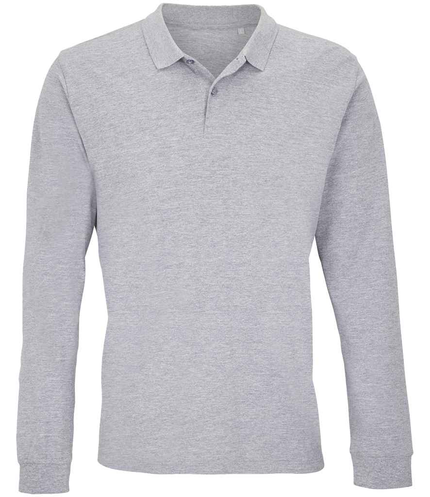 SOL'S SOL'S Unisex Planet Long Sleeve Piqué Polo Shirt - Grey Marl (04241)
