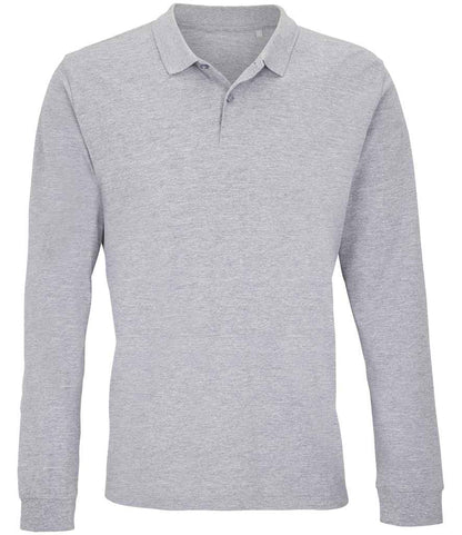 SOL'S SOL'S Unisex Planet Long Sleeve Piqué Polo Shirt - Grey Marl (04241)