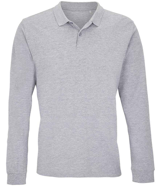 SOL'S SOL'S Unisex Planet Long Sleeve Piqué Polo Shirt - Grey Marl (04241)