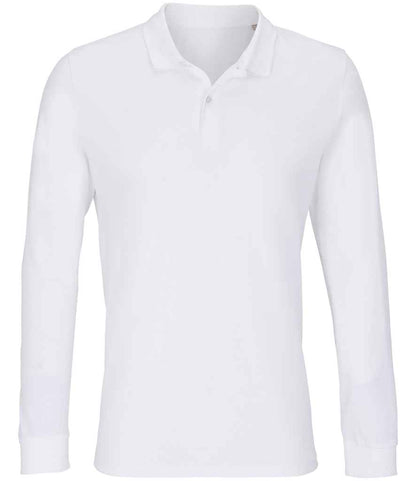SOL'S SOL'S Unisex Planet Long Sleeve Piqué Polo Shirt - White (04241)