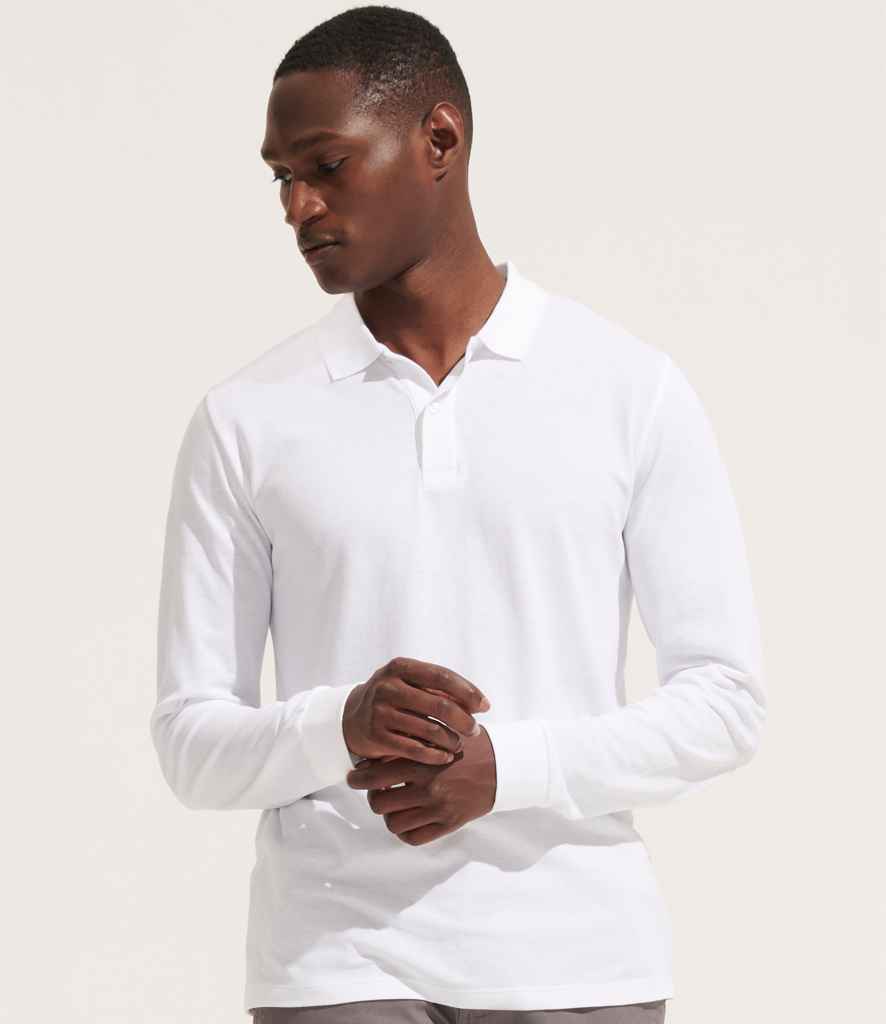 SOL'S SOL'S Unisex Planet Long Sleeve Piqué Polo Shirt - White (04241)