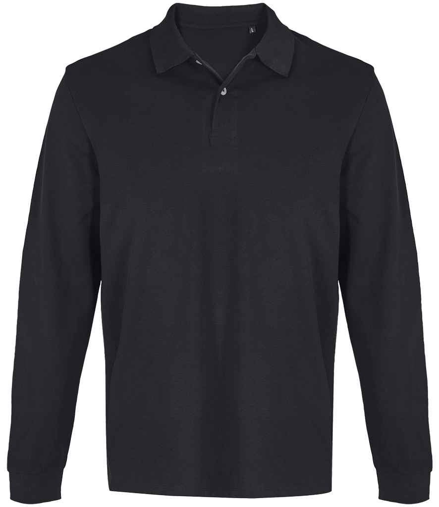 SOL'S SOL'S Unisex Pacific Long Sleeve Piqué Polo Shirt - Black (04441)