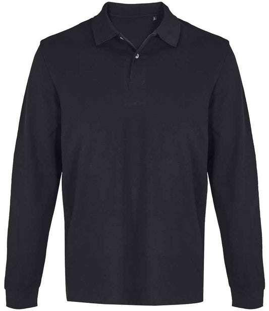 SOL'S SOL'S Unisex Pacific Long Sleeve Piqué Polo Shirt - Black (04441)