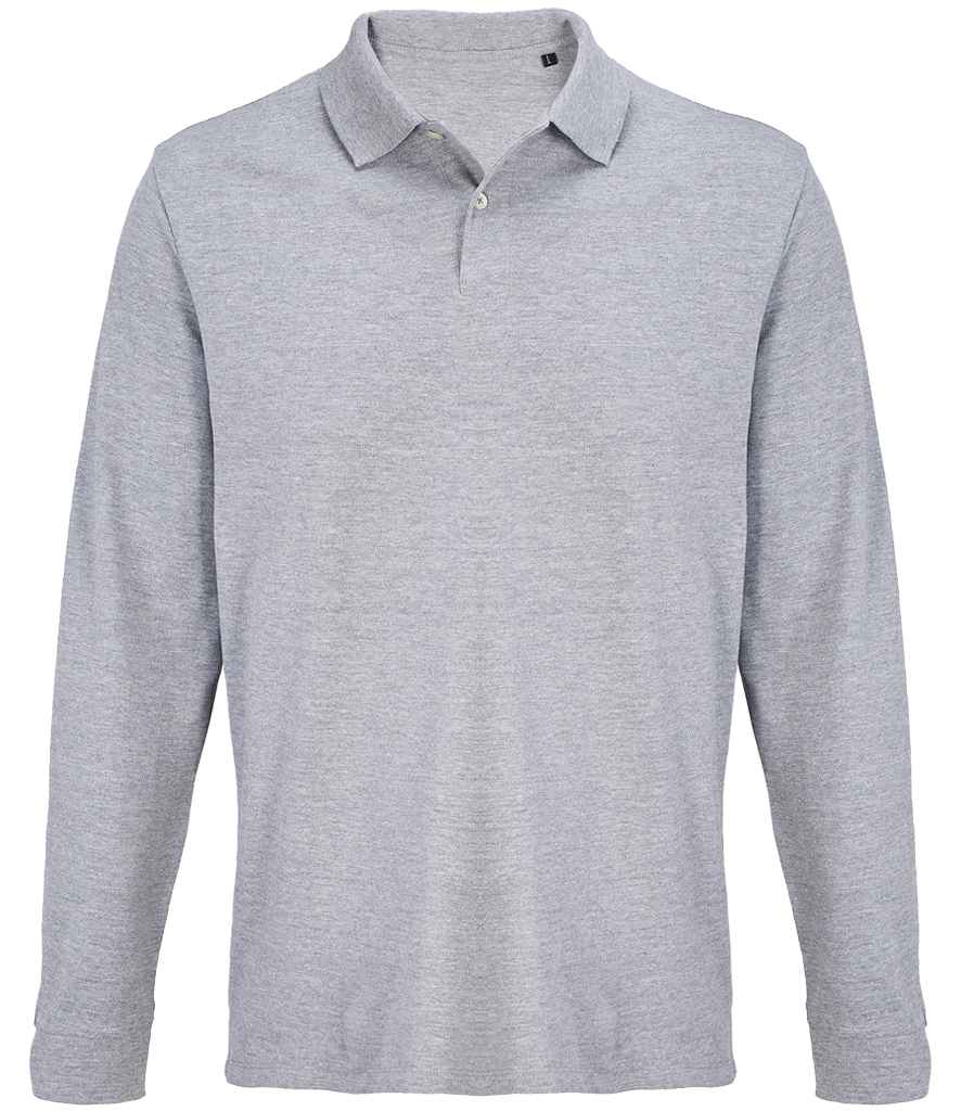 SOL'S SOL'S Unisex Pacific Long Sleeve Piqué Polo Shirt - Grey Marl (04441)