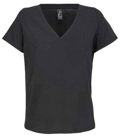 SOL'S ladies regent v neck t-shirt - deep black (04766)