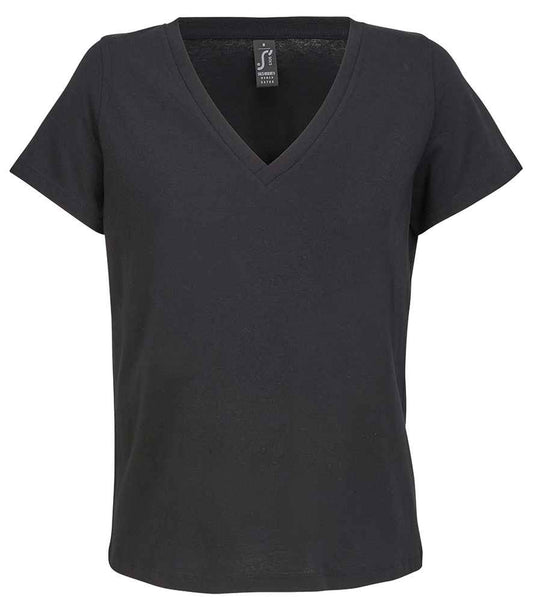 SOL'S ladies regent v neck t-shirt - deep black (04766)