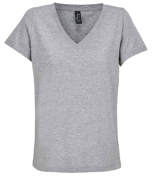 SOL'S ladies regent v neck t-shirt - grey marl (04766)