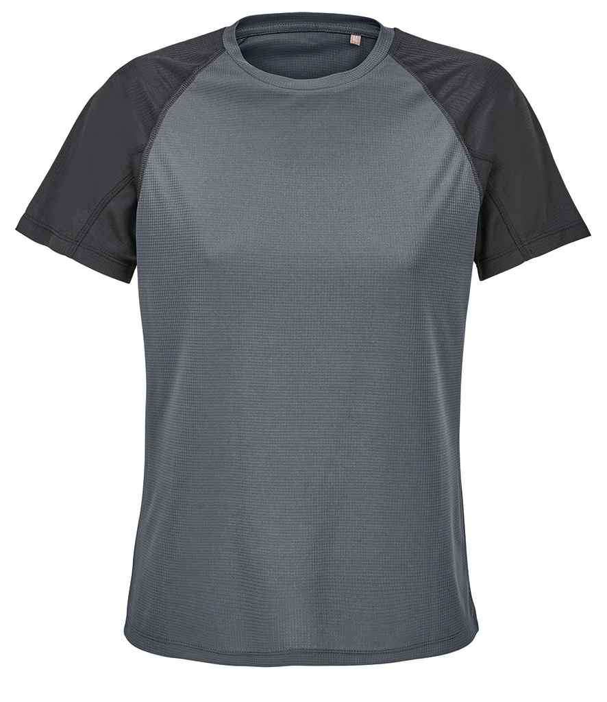 SOL'S ladies vortex ripstop performance t-shirt - black/charcoal (04788)