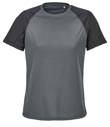 SOL'S ladies vortex ripstop performance t-shirt - black/charcoal (04788)