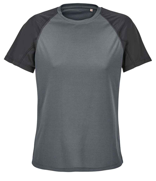 SOL'S ladies vortex ripstop performance t-shirt - black/charcoal (04788)