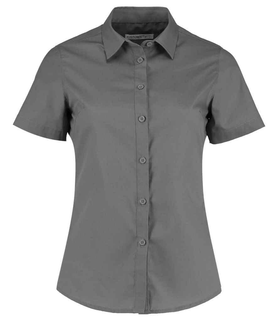 Kustom Kit Ladies Short Sleeve Tailored Poplin Shirt - FRONT