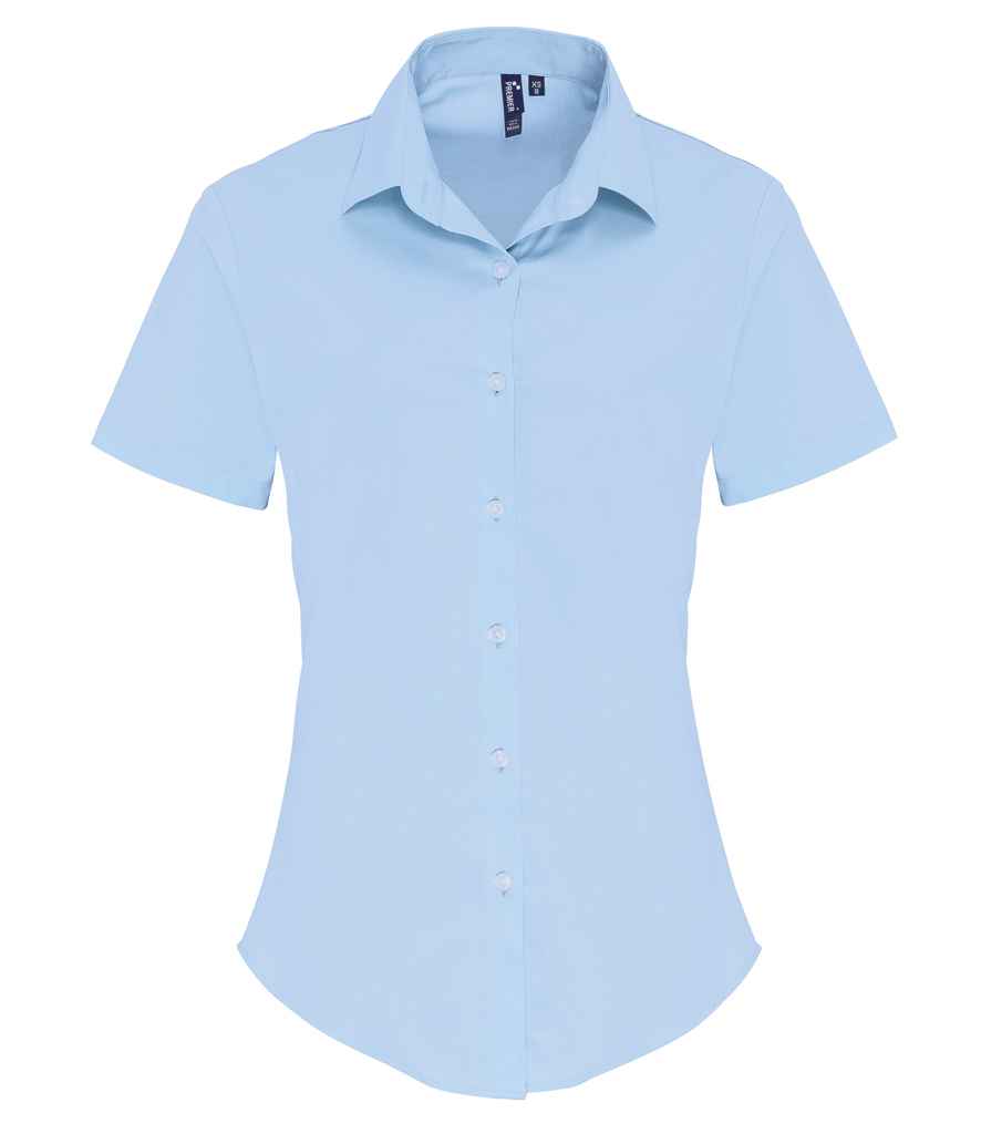 Premier Ladies Short Sleeve Stretch Fit Poplin Shirt - FRONT