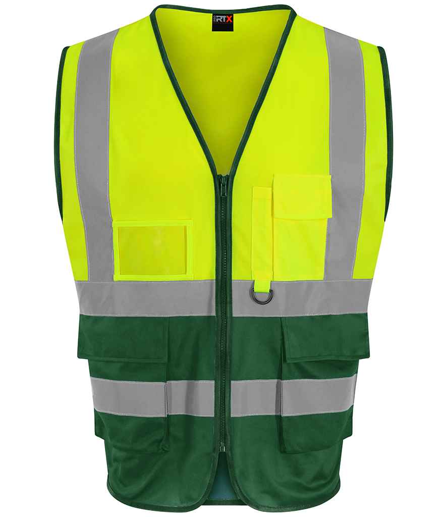 Pro RTX High Visibility Executive Waistcoat - Yellow/Paramedic Green - front
