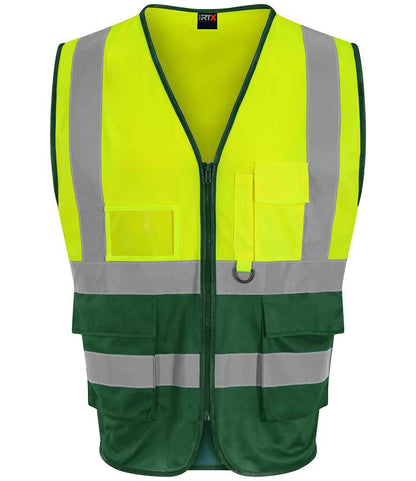 Pro RTX High Visibility Executive Waistcoat - Yellow/Paramedic Green - front