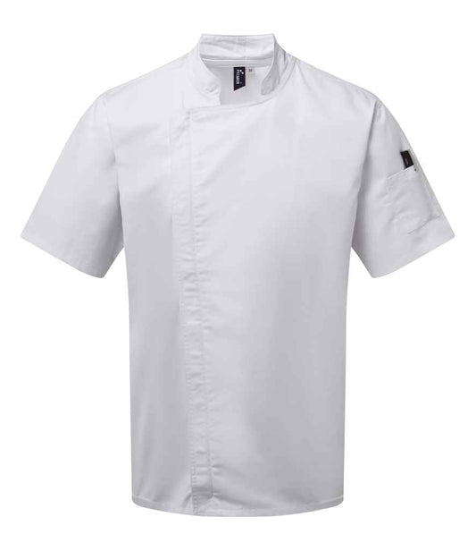 Premier Short Sleeve Zipped Chef's Jacket - FRONT