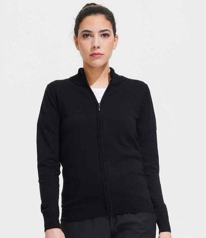 SOL'S SOL'S Ladies Gordon Full Zip Cotton Acrylic Cardigan - Black (10550)