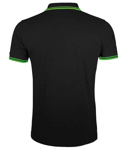 SOL'S SOL'S Pasadena Tipped Cotton Piqué Polo Shirt - Black/Lime Green (10577)
